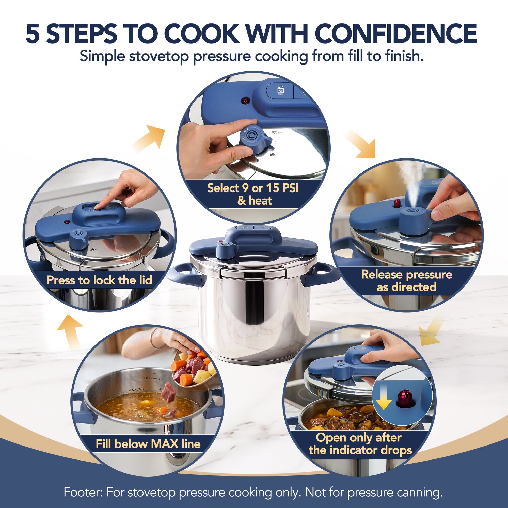 MICHELANGELO 4.2QT Stainless Steel Stovetop Pressure Cooker Set