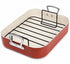 MICHELANGELO Ceramic Roasting Pan with Rack, 15 x 13 Inch, Brick Red