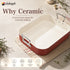 MICHELANGELO Ceramic Roasting Pan with Rack, 15 x 13 Inch, Brick Red