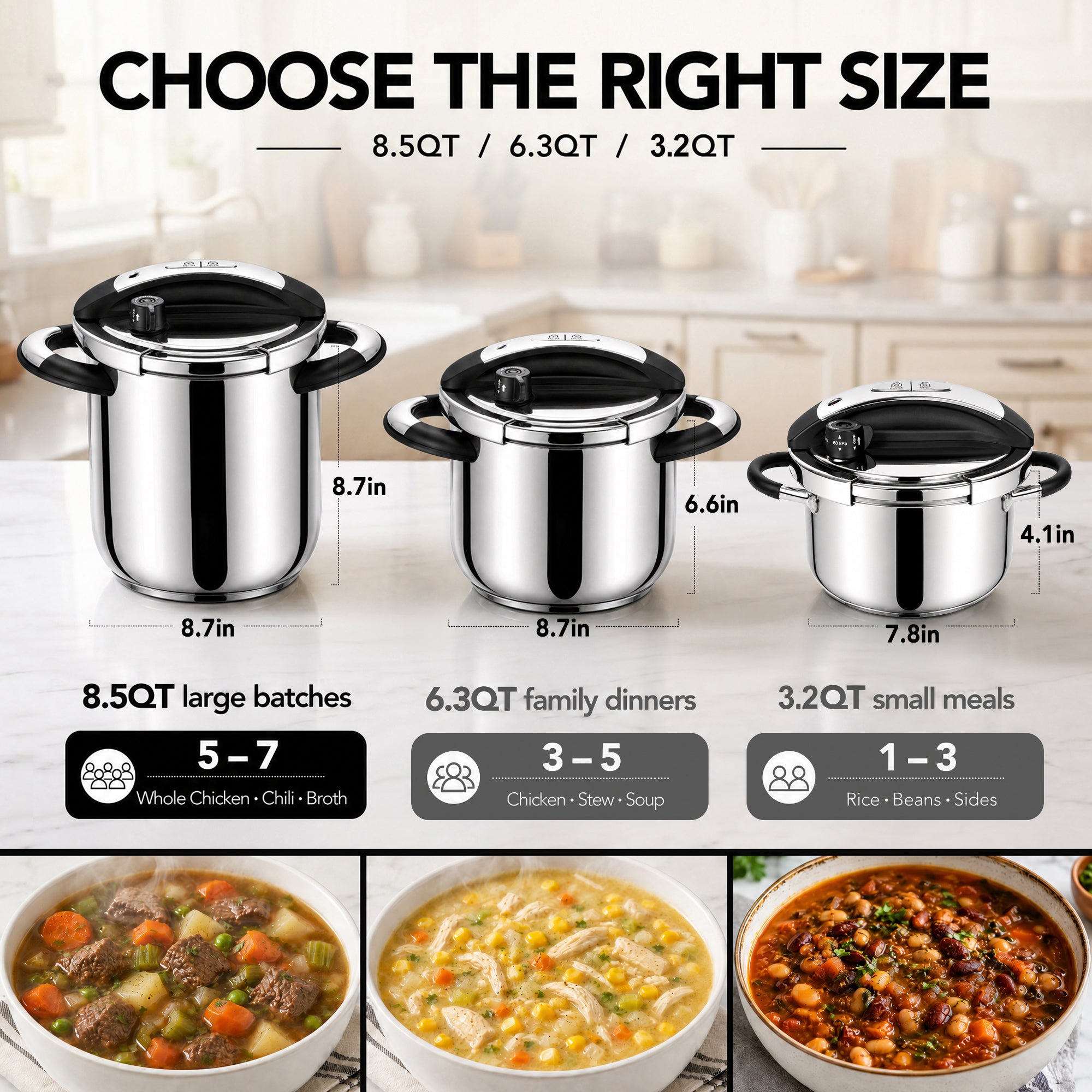 MICHELANGELO 8.5QT/8L Stainless Steel Stovetop Pressure Cooker