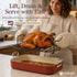 MICHELANGELO Ceramic Roasting Pan with Rack, 15 x 13 Inch, Brick Red