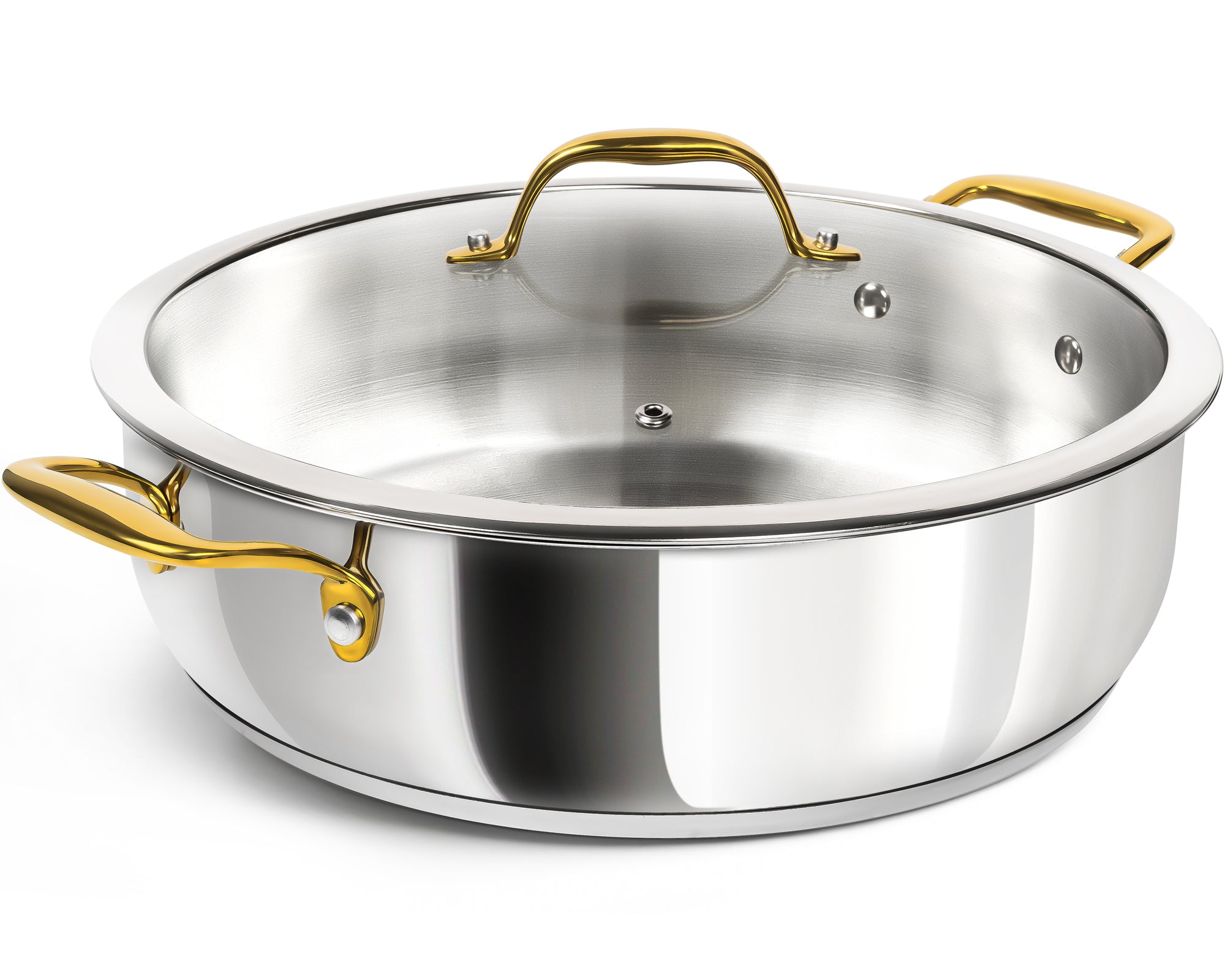 MICHELANGELO 12 Inch Stainless Steel Pan with Lid - Large Saute Pan with Lid