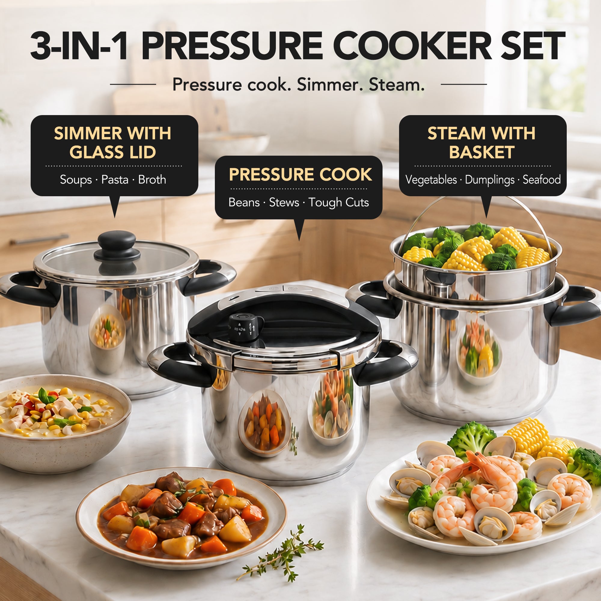 MICHELANGELO 8.5QT/8L Stainless Steel Stovetop Pressure Cooker
