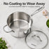 MICHELANGELO 4QT Tri-Ply Stainless Steel Saucepan with Lid, Helper Handle