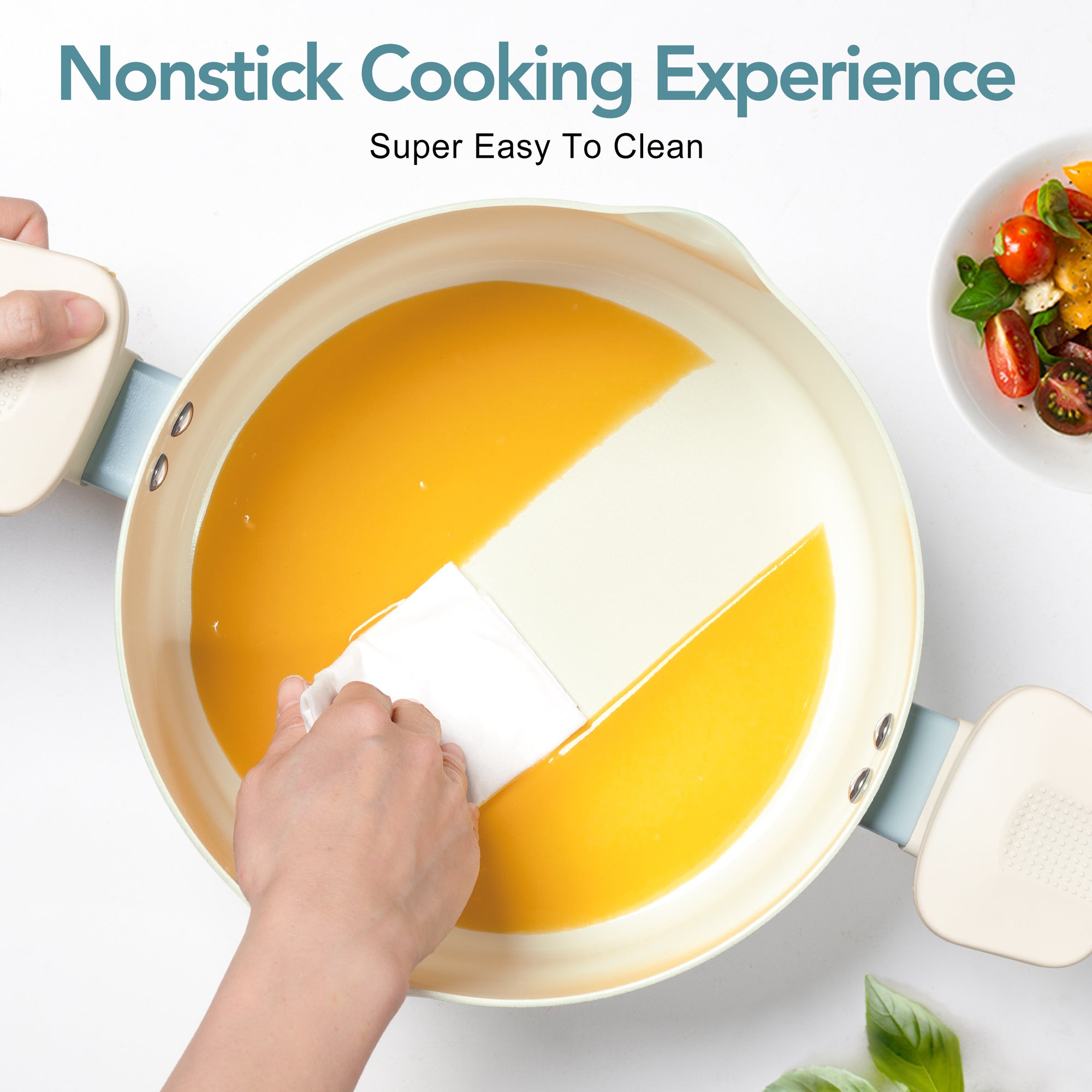 MICHELANGELO Pasta Pot with Strainer Lid- 6 Quart Non Stick  Cooking Pot Soft Aqua