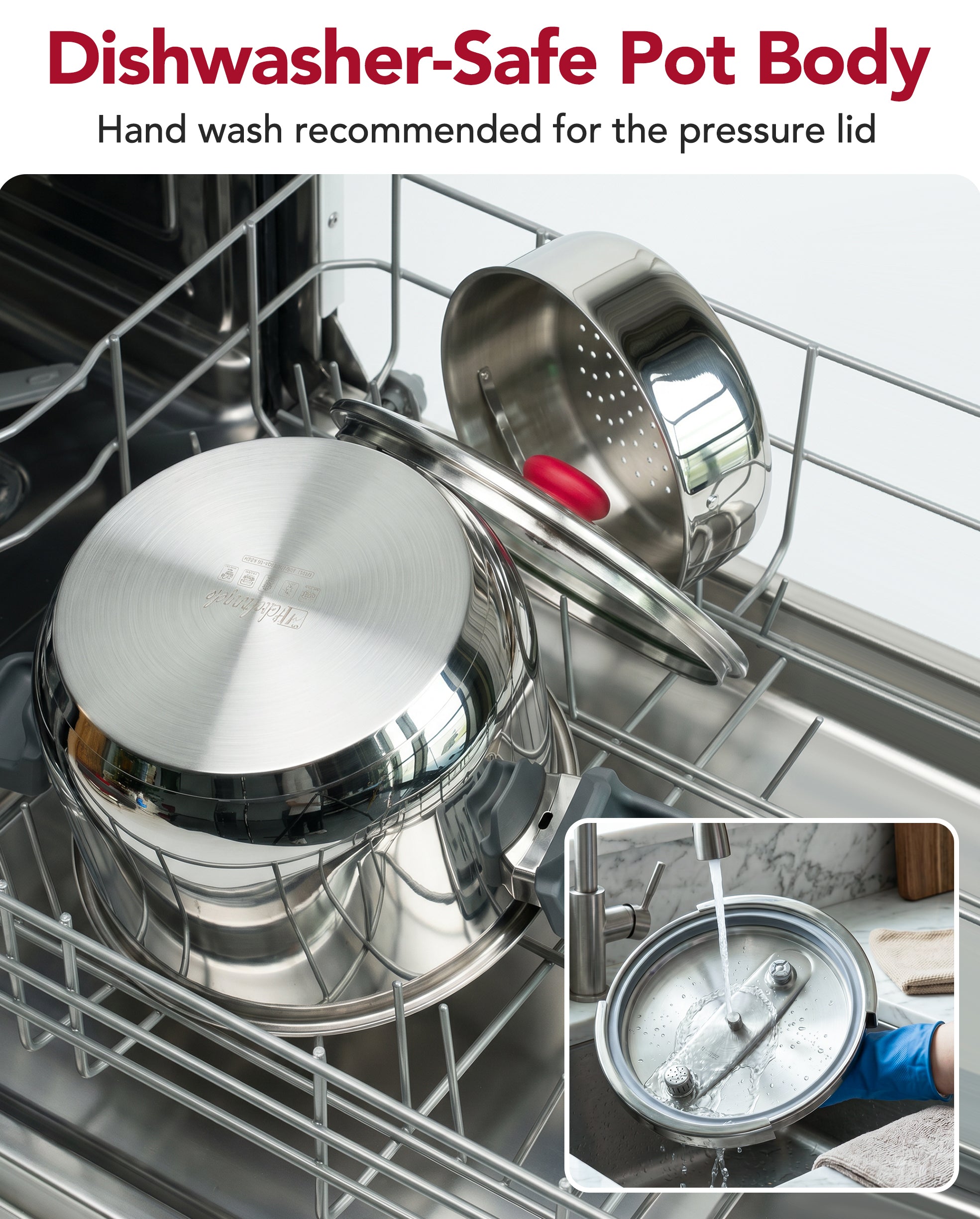 MICHELANGELO Stovetop Pressure Cooker Stainless Steel, 6.3 qt, 304 Stainless Steel