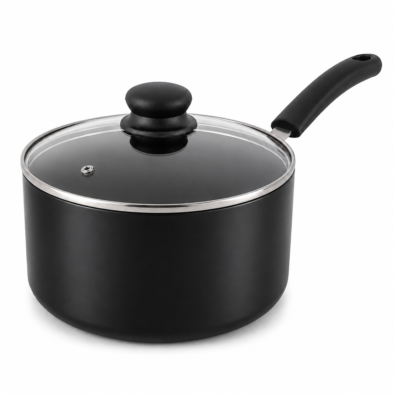MICHELANGELO Nonstick Saucepan with Lid Ceramic Small Sauce Pan, Black