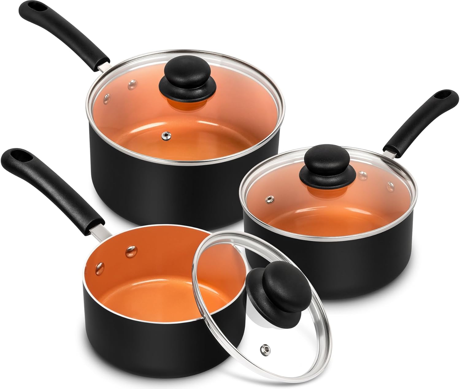 MICHELANGELO 1QT& 2QT & 3QT Ceramic Saucepan With Lid