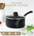 MICHELANGELO Nonstick Saucepan with Lid Ceramic Small Sauce Pan, Black
