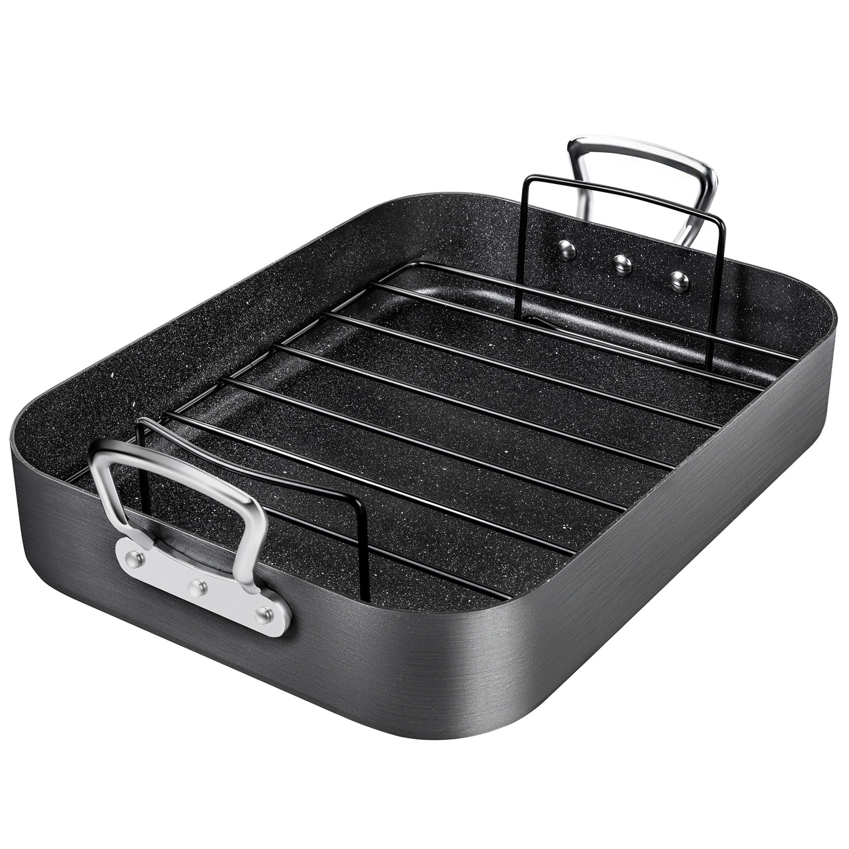 MICHELANGELO Roasting Pan with Rack, Hard Anodized Turkey Roaster Pan