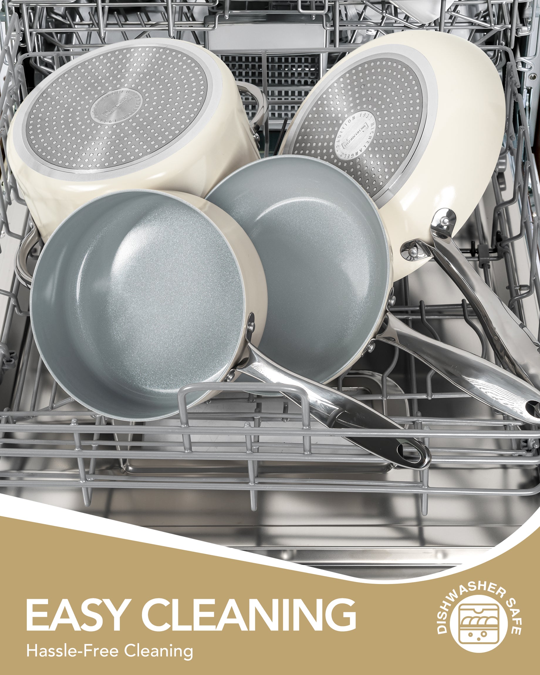 MICHELANGELO Cookware Set 8 Piece Nonstick Ceramic Pots and Pans Set Cream