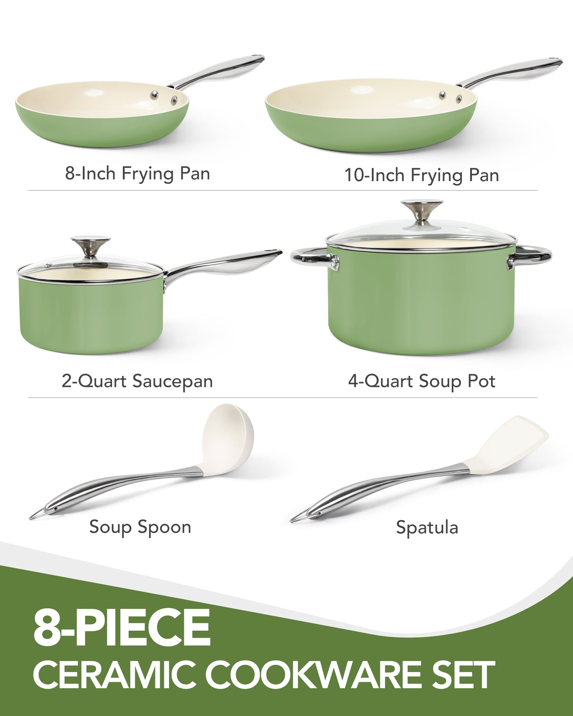 MICHELANGELO Cookware Set 8 Piece Nonstick Ceramic Pots and Pans Set