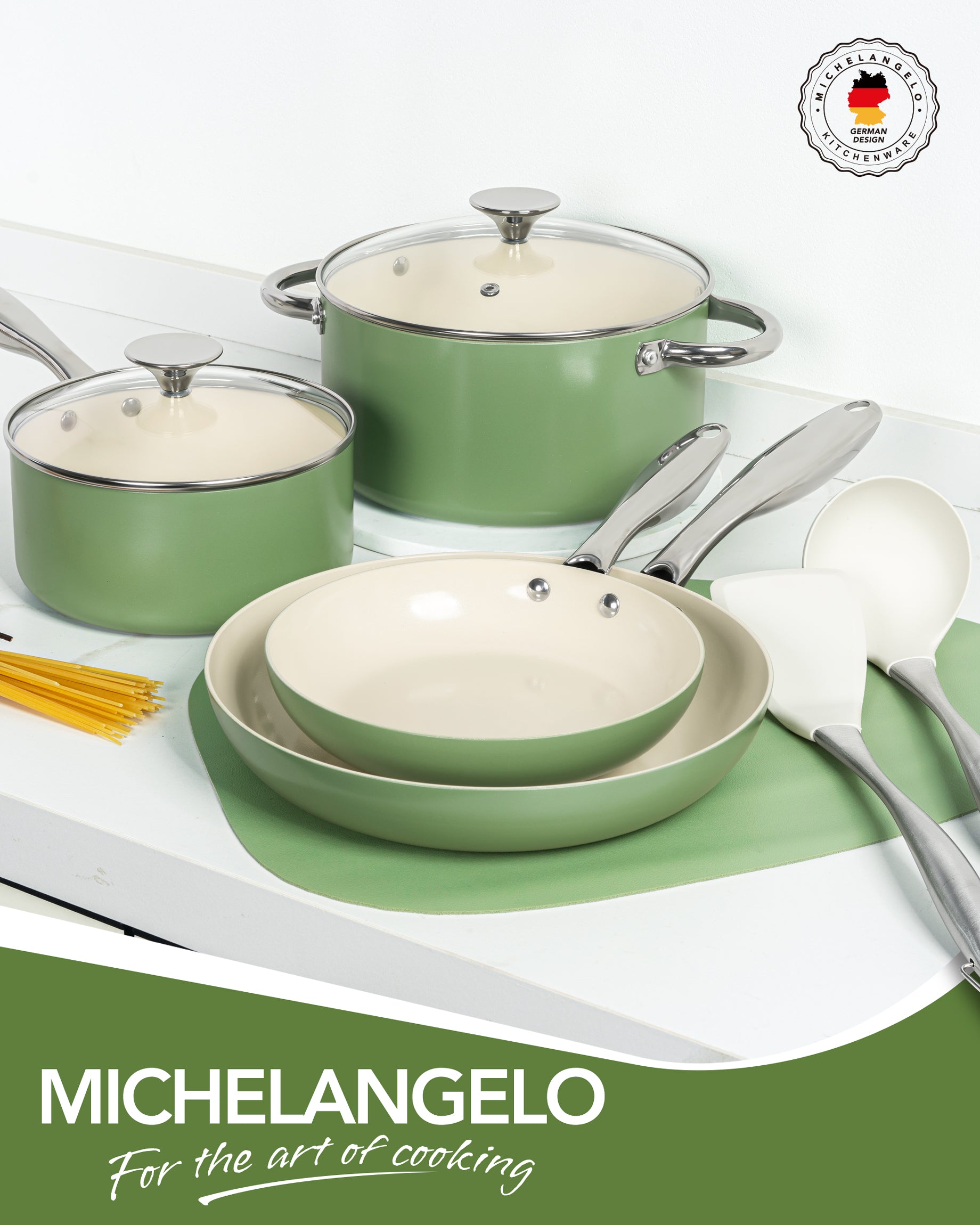 MICHELANGELO Cookware Set 8 Piece Nonstick Ceramic Pots and Pans Set
