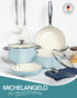 MICHELANGELO Cookware Set 8 Piece Nonstick Ceramic Pots and Pans Set Blue