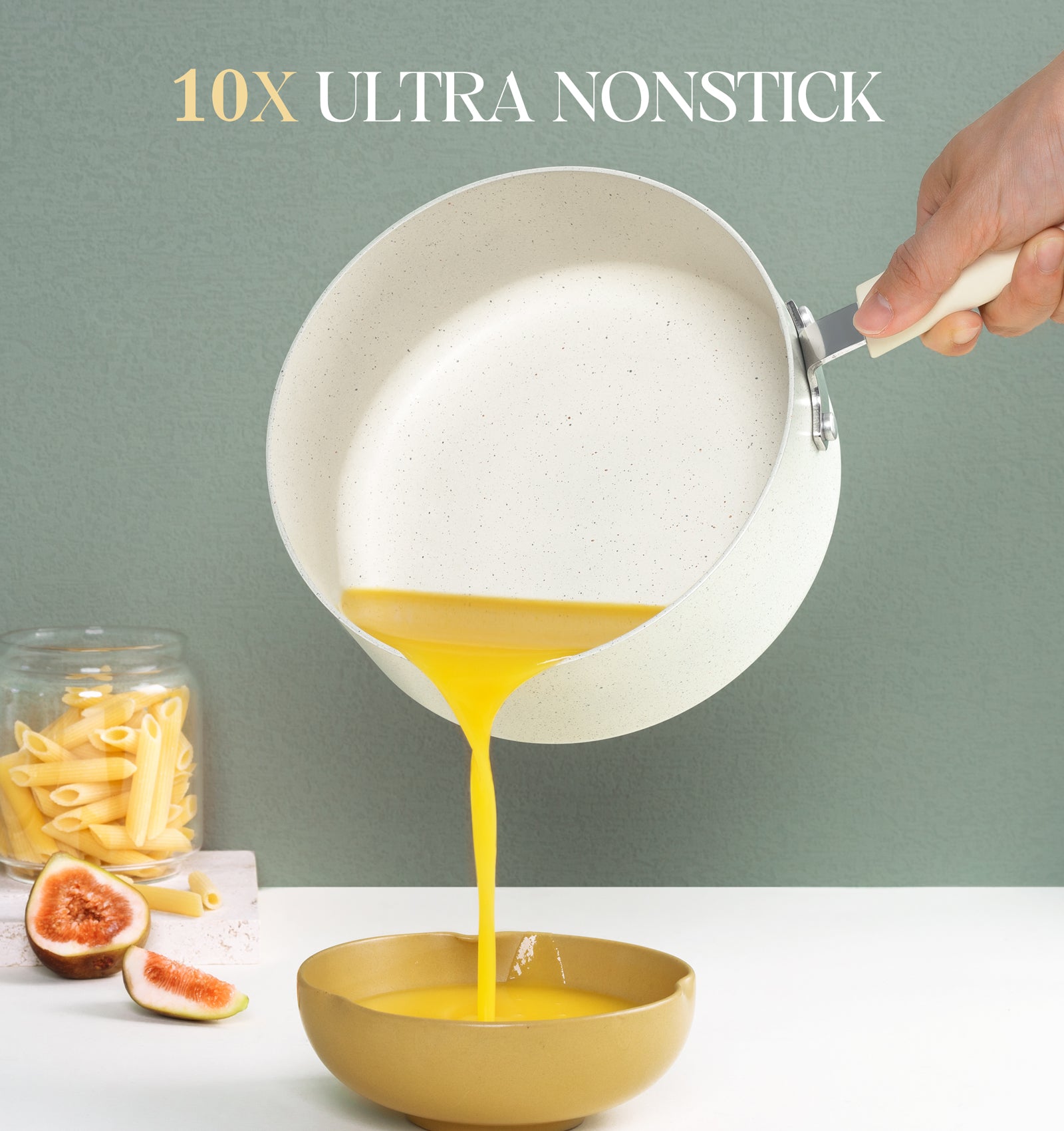 MICHELANGELO Sauce Pan With Lid, Granite Nonstick Saucepans Set, 1QT&2QT&3QT