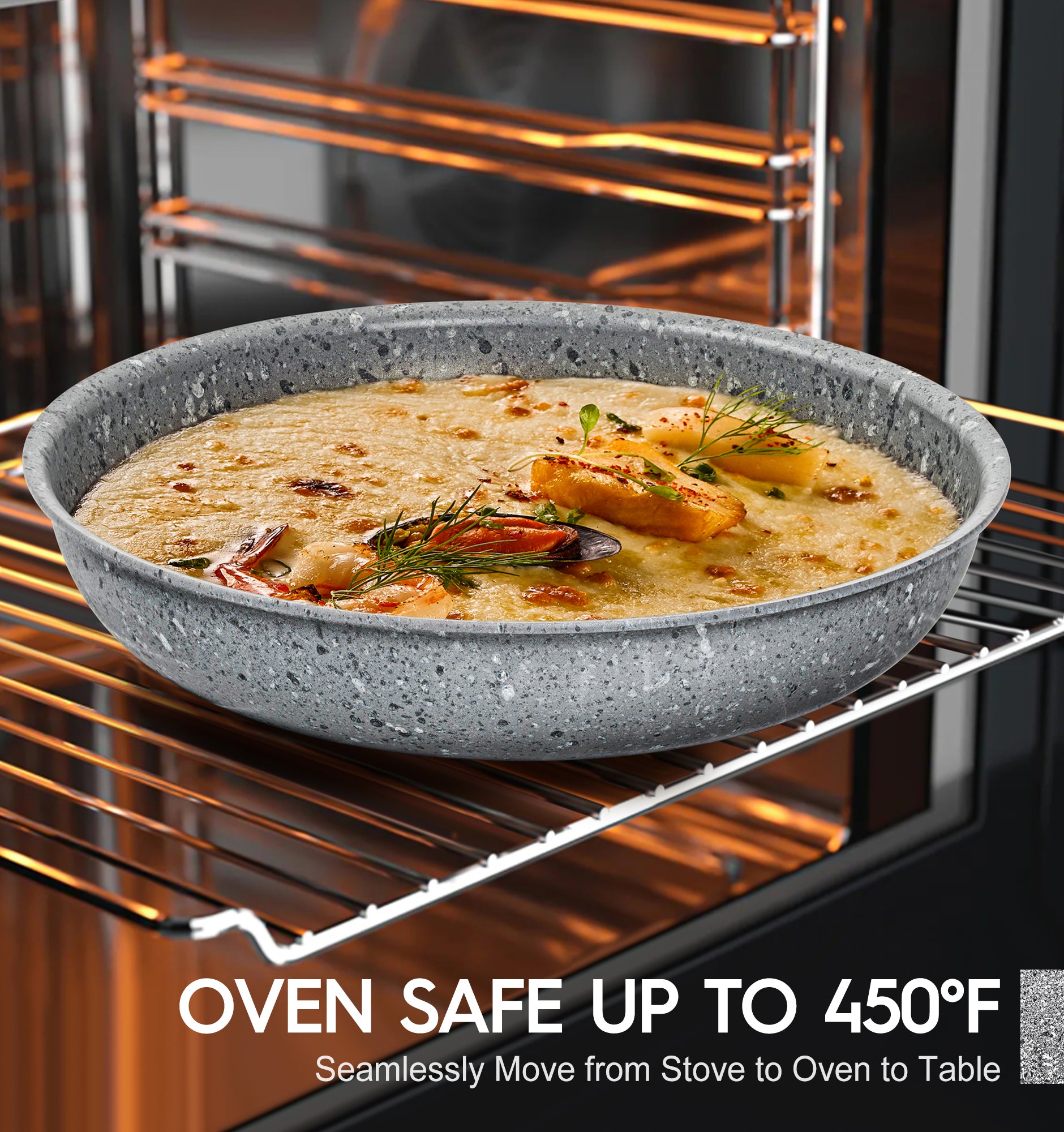MICHELANGELO Nonstick Frying Pan Set," 9.5" and 11" Fry Pans with Removable Handle, Gray