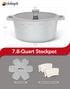 MICHELANGELO 8-Quart Soup Pot with Lid - Nonstick Large Ceramic Stock Pot for Induction Cooktop, Grey