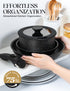 MICHELANGELO Pots and Pans Set Detachable Handle, 5Pcs, Black
