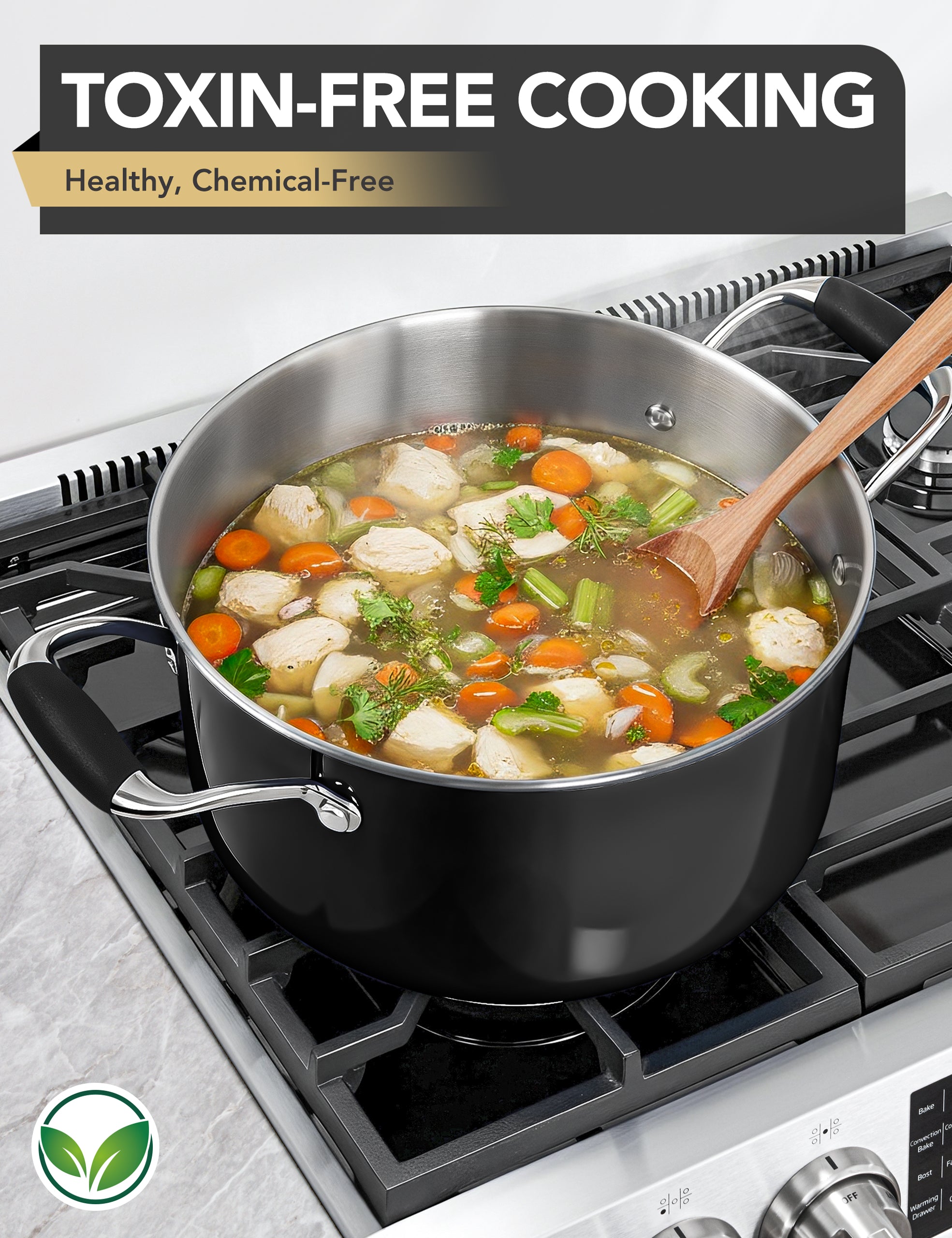 MICHELANGELO Stainless Steel Cooking Pot - 6 Quart Soup Pot with Lid