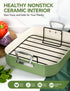 MICHELANGELO Nonstick Ceramic Roasting Pan with Rack，15 Inch x 13 Inch - Green