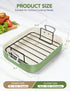 MICHELANGELO Nonstick Ceramic Roasting Pan with Rack，15 Inch x 13 Inch - Green