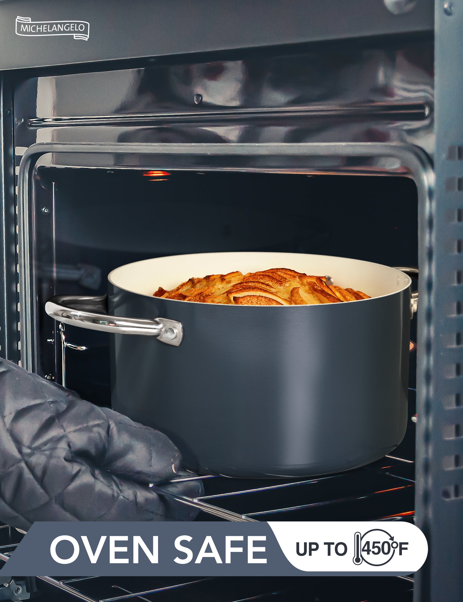 MICHELANGELO Stock Pot with Lid, Nonstick 6 Quart Soup Pot with Ceramic Coating, Haze blue