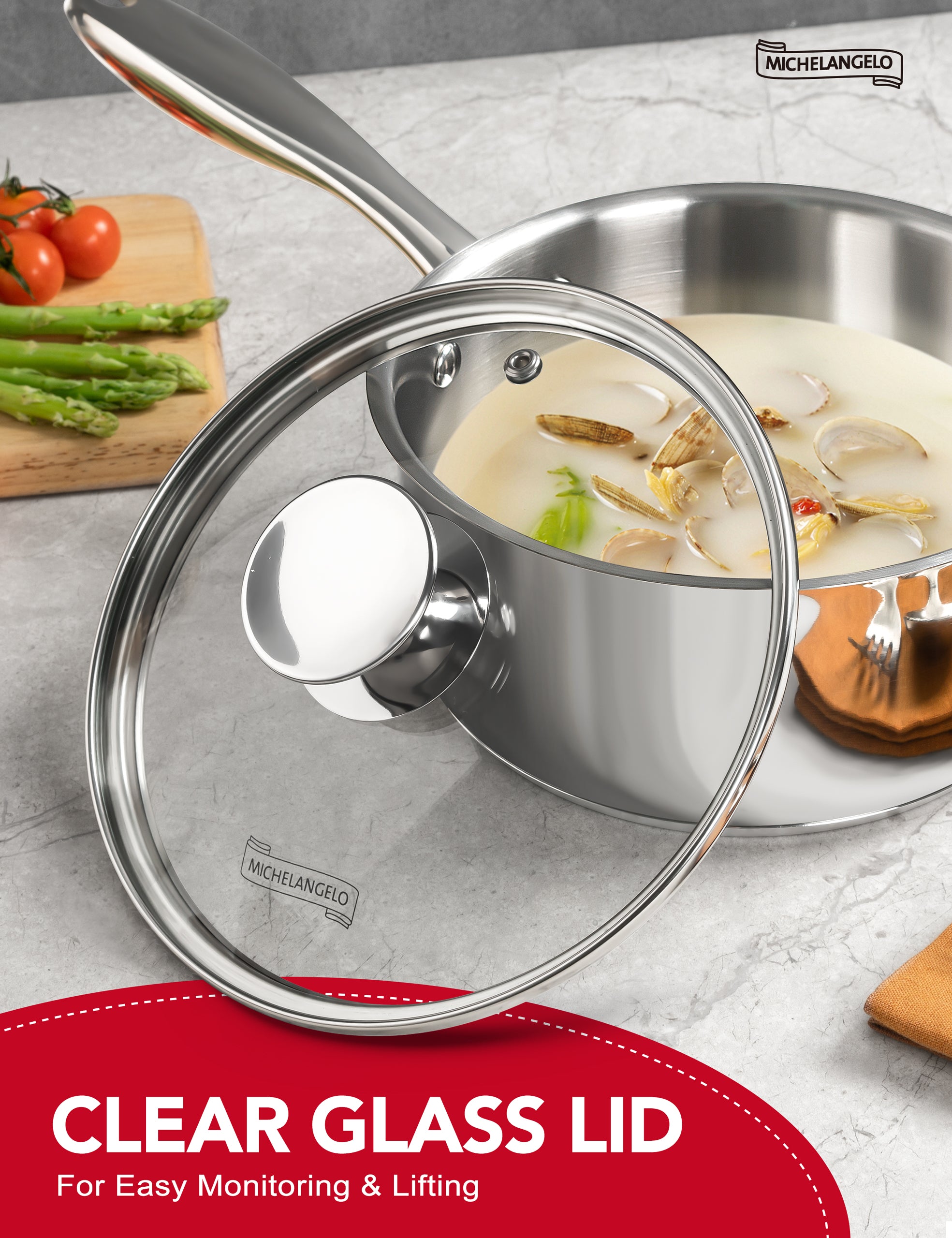 MICHELANGELO Stainless Steel Sauce Pan Set with Lids 1, 2, 3 Qt  Small Stainless Steel Pots