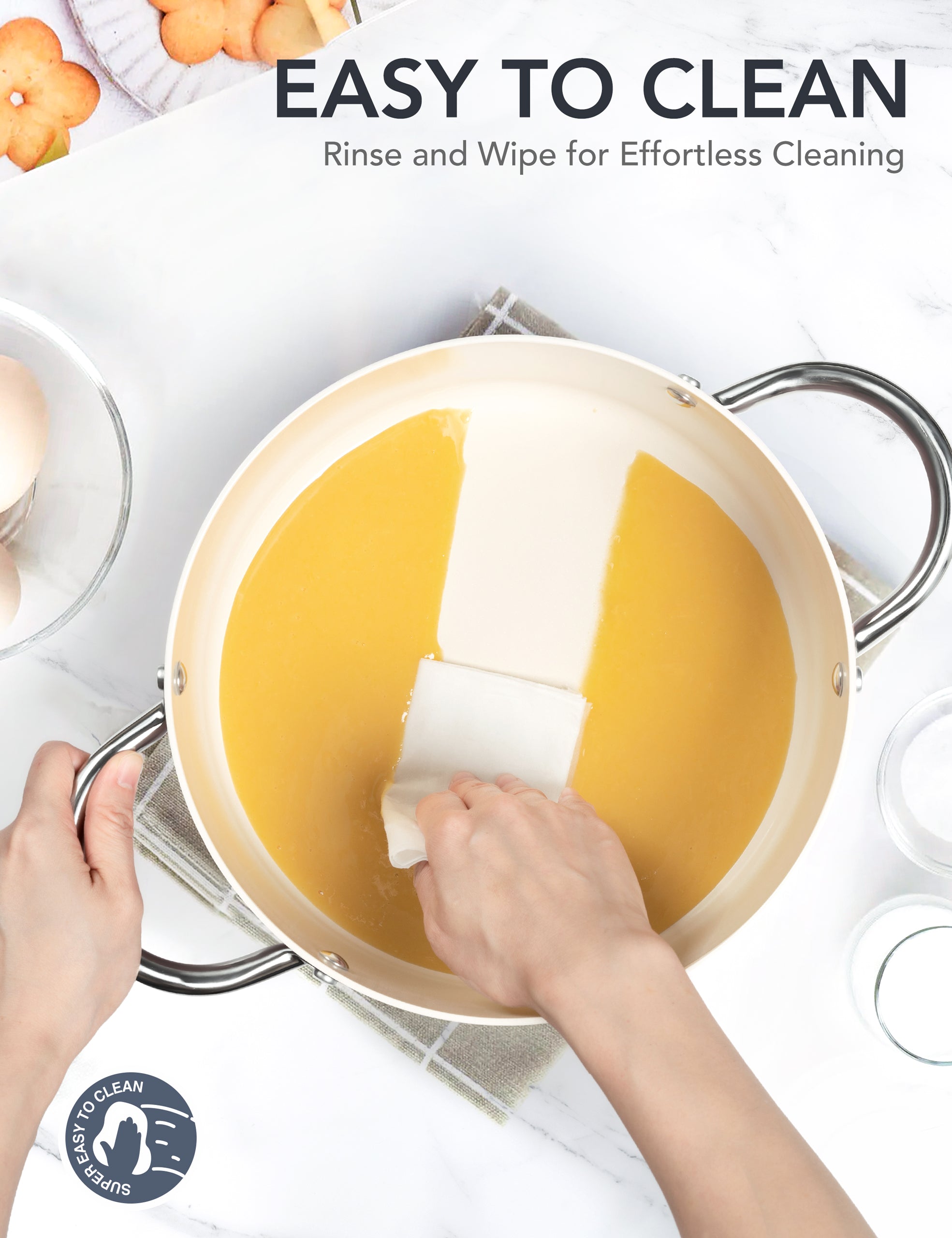 MICHELANGELO Stock Pot with Lid, Nonstick 6 Quart Soup Pot with Ceramic Coating, Haze blue