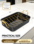 MICHELANGELO Roasting Pan with Rack  Carbon Steel Turkey Roasting Pan& Golden Handle,15 Inch x 11 Inch