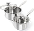 MICHELANGELO 1Qt & 2Qt Tri-ply Stainless Steel Saucepan Set, Small Cooking Pots with Tempered Glass Lids