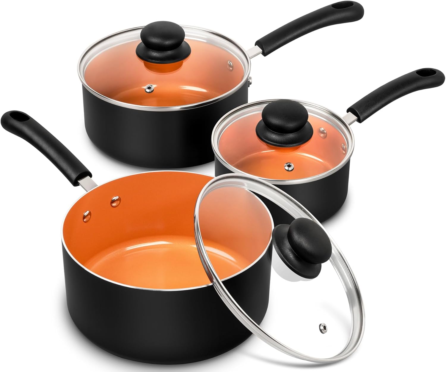 MICHELANGELO 1QT& 2QT & 3QT Ceramic Saucepan With Lid
