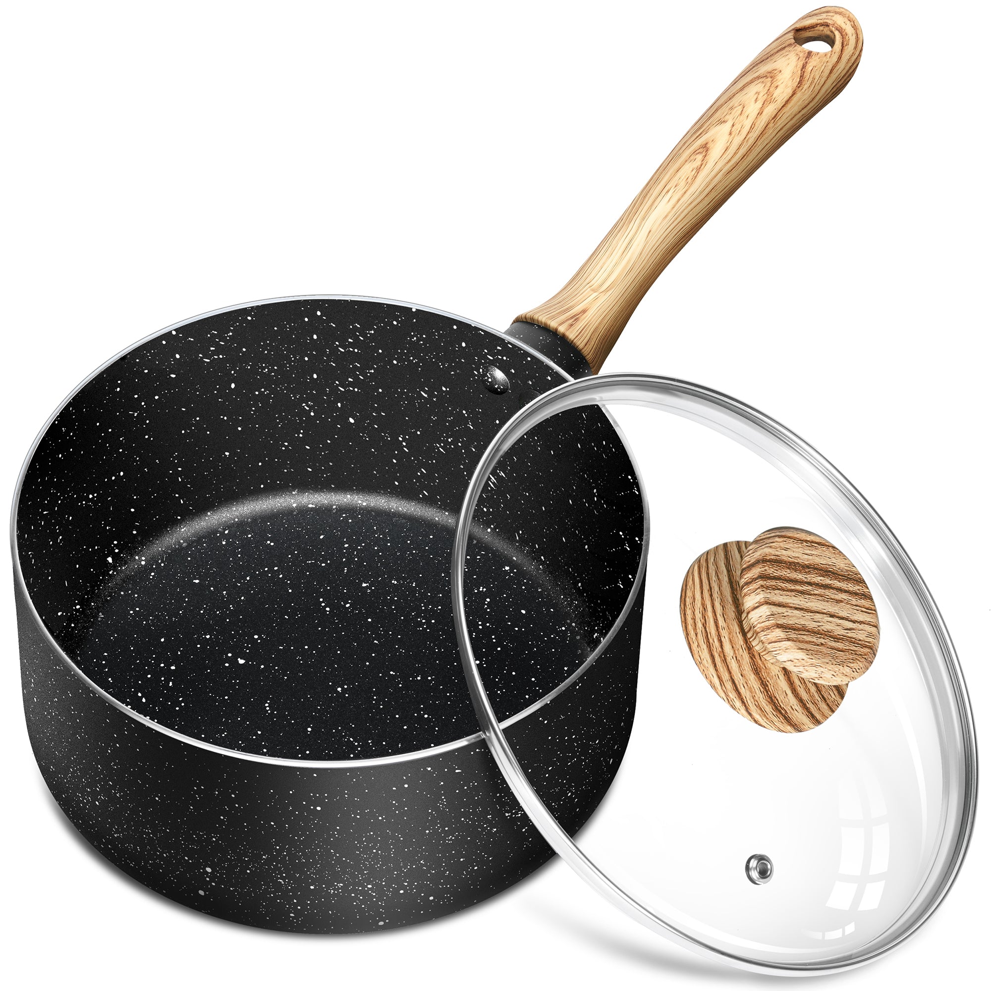 MICHELANGELO Saucepan with Lid, Nonstick 3 Quart Sauce Pan with Granite Coatings