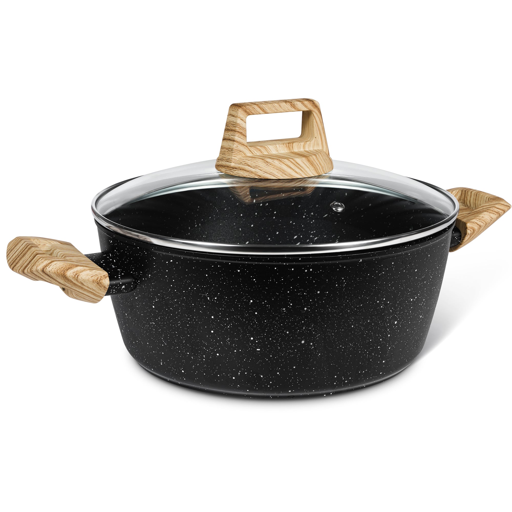 MICHELANGELO Stock Pot with Lid, 4.3 Quart Cooking Pot , Granite Nonstick Pot