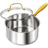 MICHELANGELO Stainless Steel Saucepan with Lid & Pour Spout 3QT,Stay-Cool Golden Handles