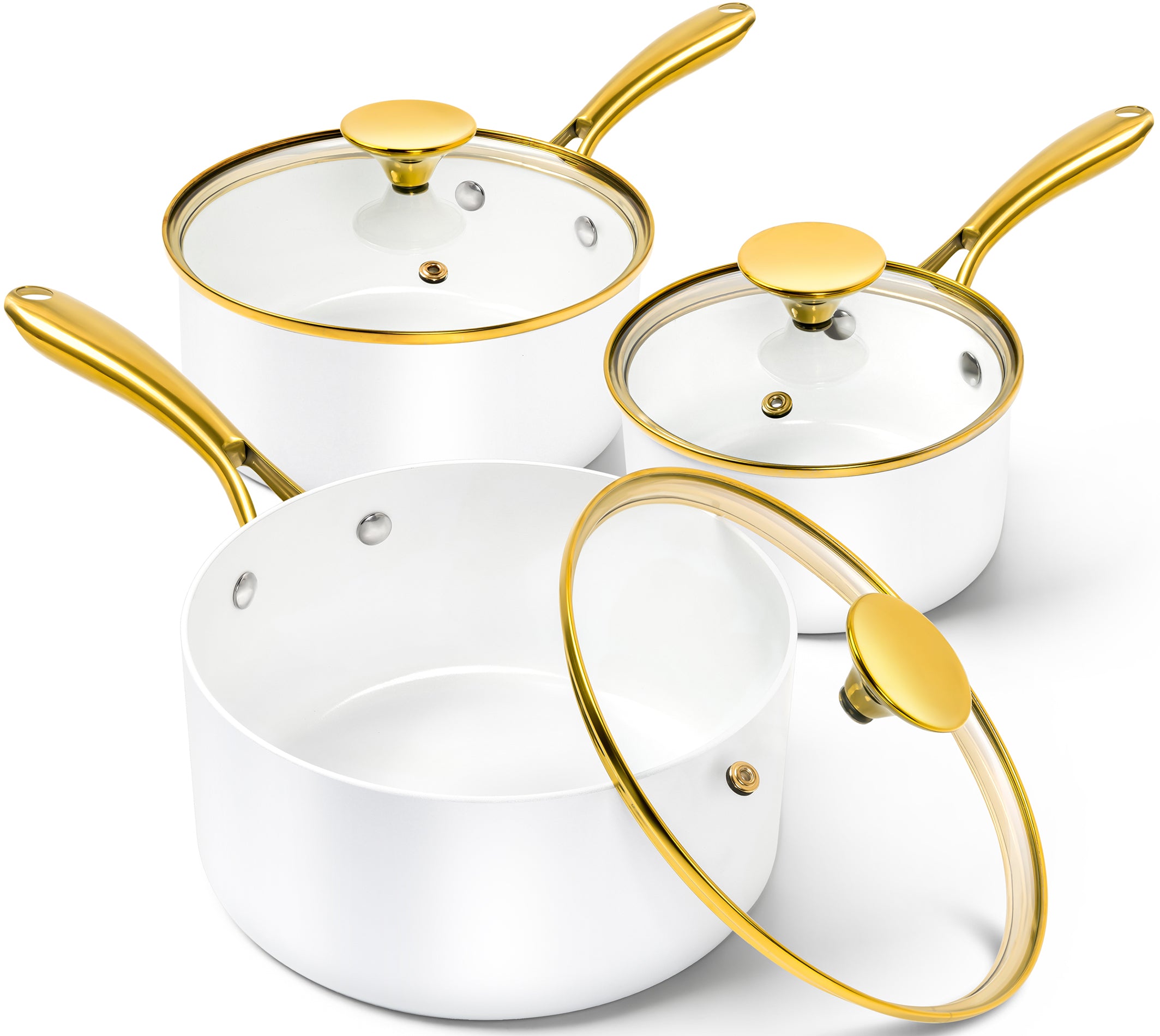 MICHELANGELO Nonstick Saucepan with Lid 1Qt & 2Qt & 3Qt