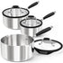 MICHELANGELO Triply Stainless Steel Saucepan Set with Strainer Lid- 1QT & 2QT & 3QT