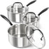 MICHELANGELO Tri-Ply Stainless Steel Saucepan with Lid,  Multipurpose Sauce Pots Set 6 Pcs