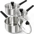 MICHELANGELO Stainless Steel Sauce Pan 1QT & 2QT & 3QT with Lid , Nonstick Sauce Pans Set