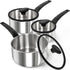 MICHELANGELO Triply Stainless Steel Saucepan with Lid and Bakelite Handle-1QT & 2QT & 3QT