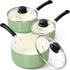 MICHELANGELO Nonstick Sauce Pan with Lid, Ceramic Saucepan Set- 1Qt & 2Qt & 3Qt, Green