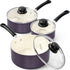 MICHELANGELO Nonstick Sauce Pan with Lid, Ceramic Saucepan Set- 1Qt & 2Qt & 3Qt, Purple