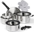 Michelangelo 14pcs Tri-Ply Stainless Steel Cookware Set with Detachable Handle