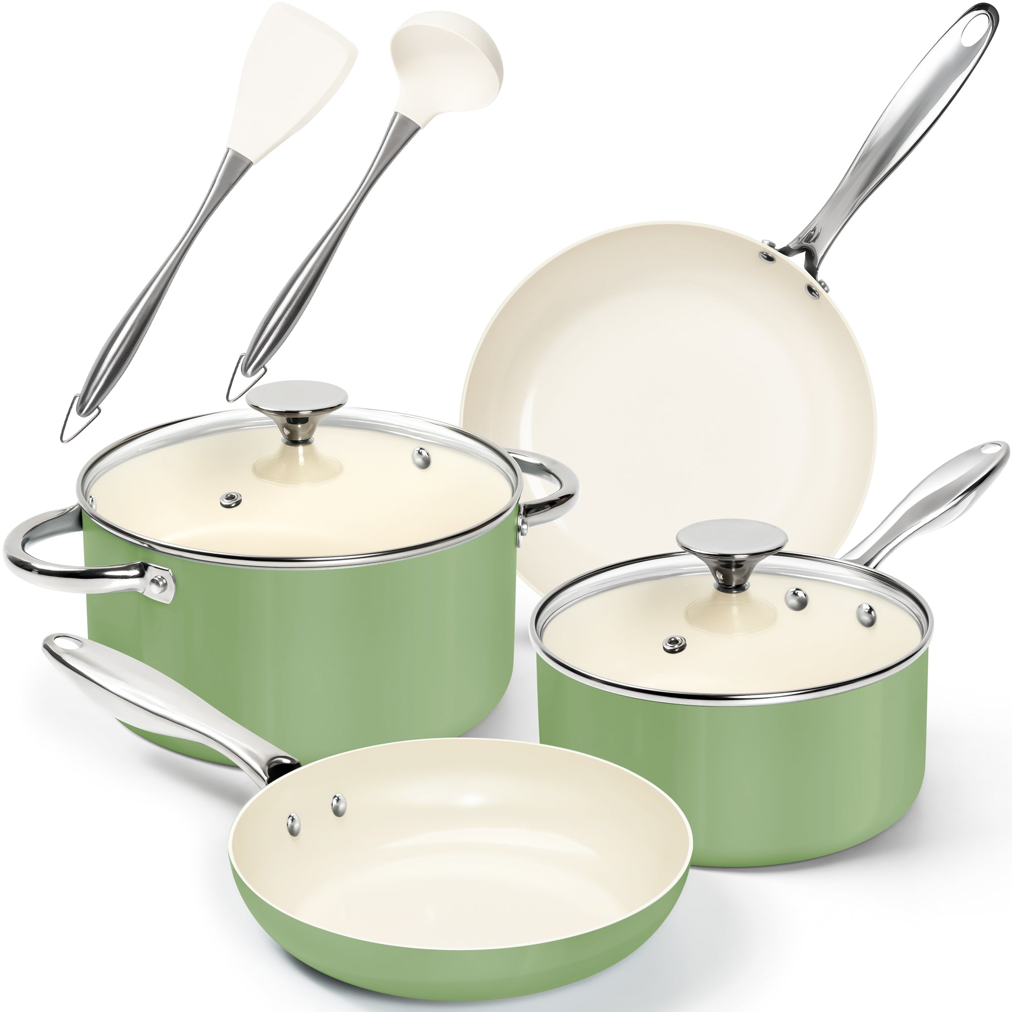 MICHELANGELO Cookware Set 8 Piece Nonstick Ceramic Pots and Pans Set