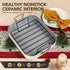 MICHELANGELO Nonstick Ceramic Roasting Pan with Rack，15 Inch x 13 Inch - Beige