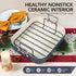 MICHELANGELO Nonstick Ceramic Roasting Pan with Rack，15 Inch x 13 Inch - Haze Blue