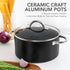 MICHELANGELO Stock Pot with Lid Non Stick Ceramic Coating Soup Pot Black
