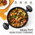 MICHELANGELO Stock Pot with Lid - 6 QT Nonstick Ceramic Cooking Pot, Black