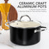 MICHELANGELO Stock Pot with Lid, Nonstick 6 Quart Soup Pot with Ceramic Coating, Black