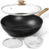 MICHELANGELO 12 Inch Wok Pan with Lid  Black