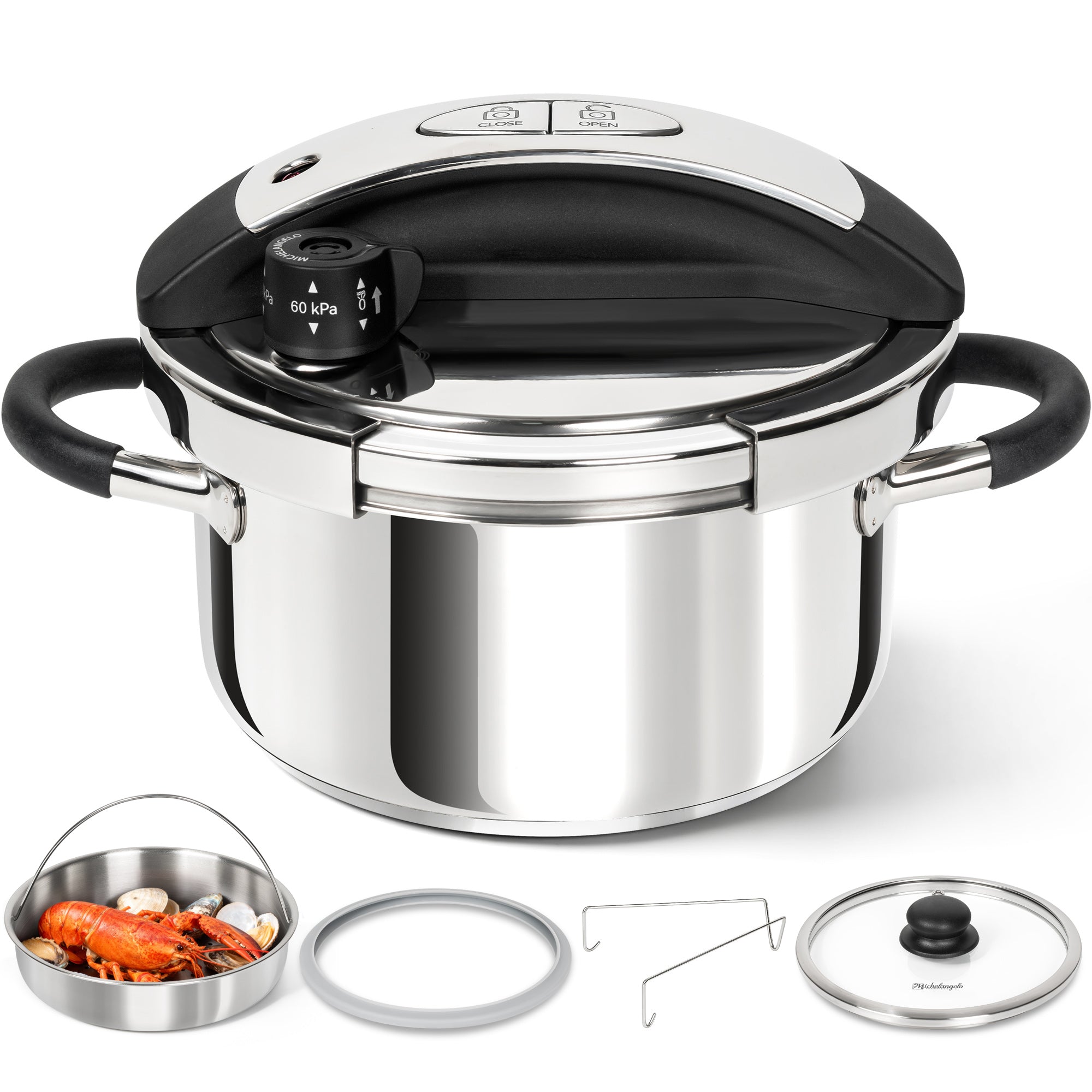 MICHELANGELO Small Pressure Cooker Stainless Steel, 3.2 Quart Olla de Presion